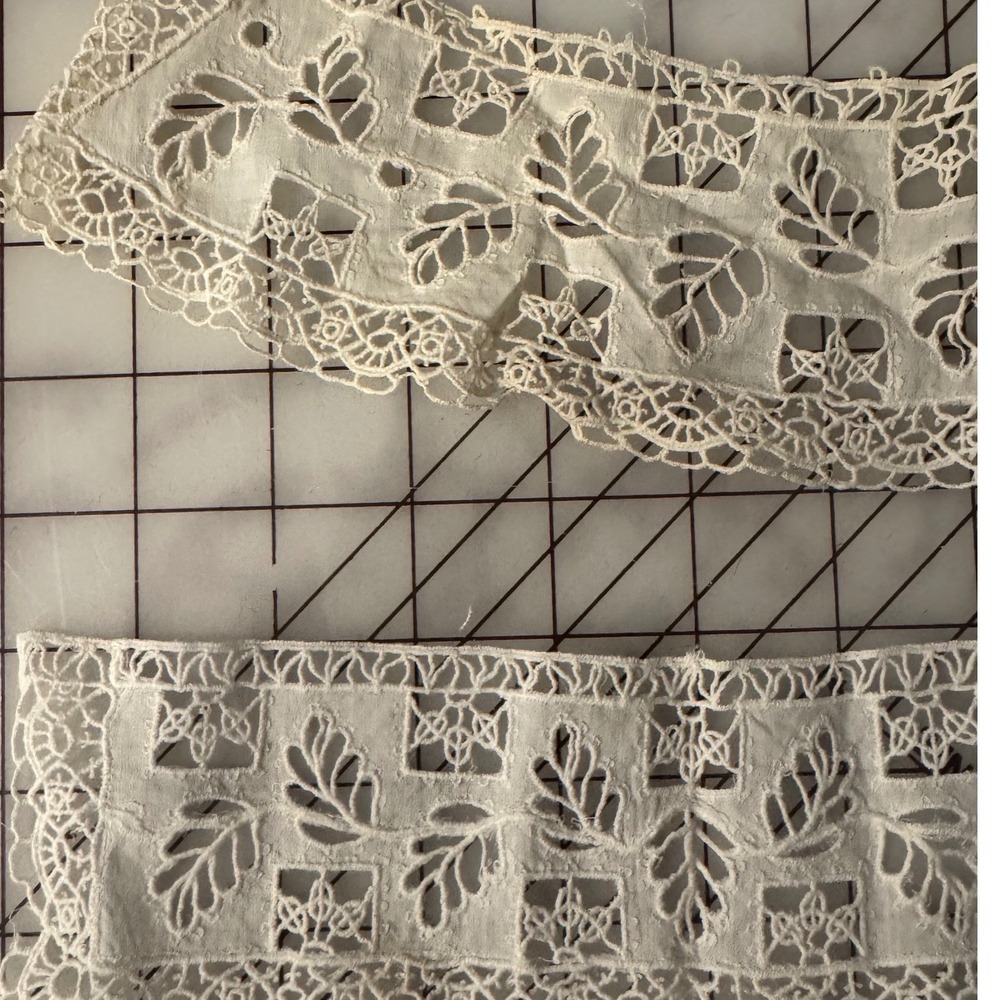 Antique White Lace Collar and Cuff Set Cutwork Floral Embroidery Victorian Style - Picture 9 of 12